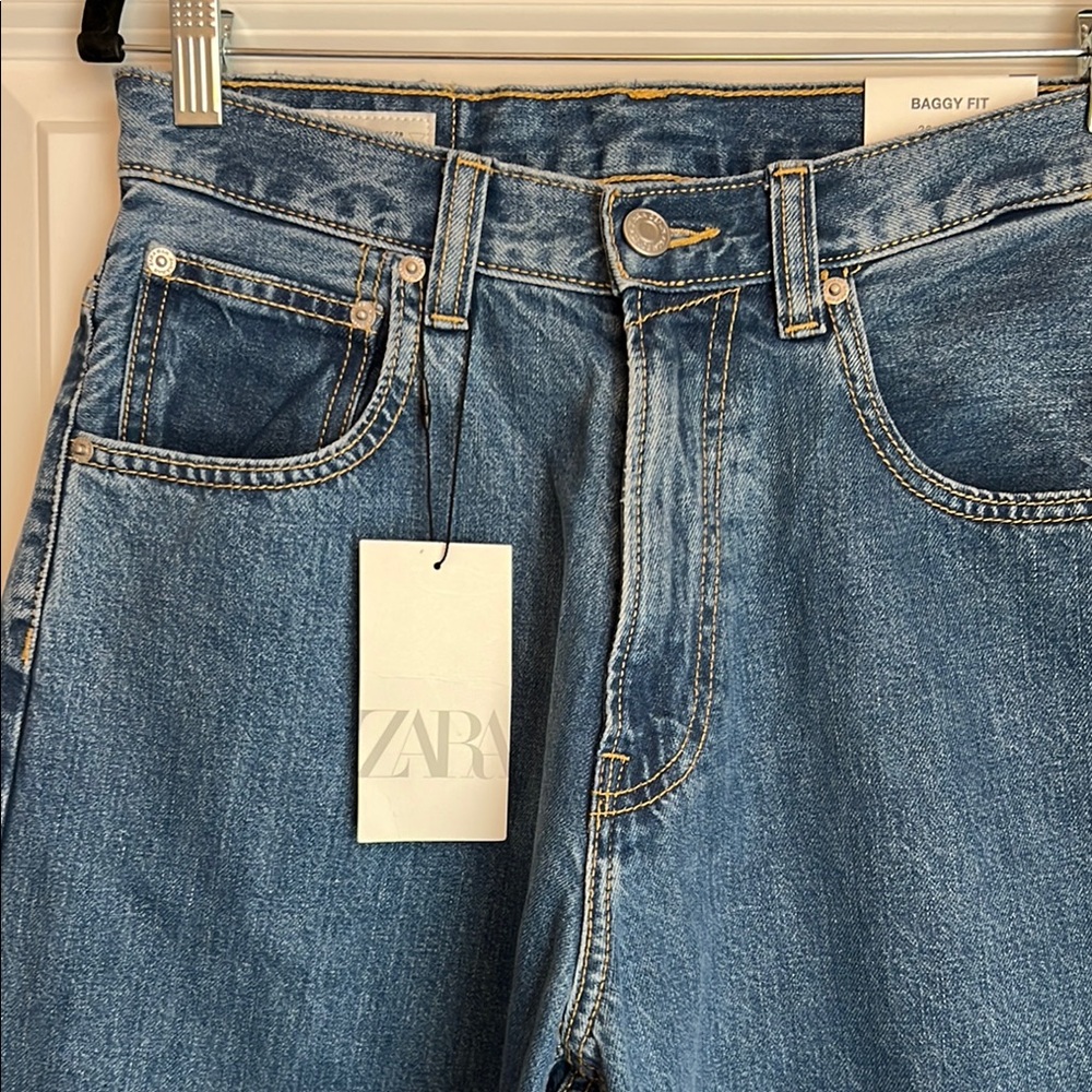 NWT Zara Blue Denim Baggy Fit Jeans